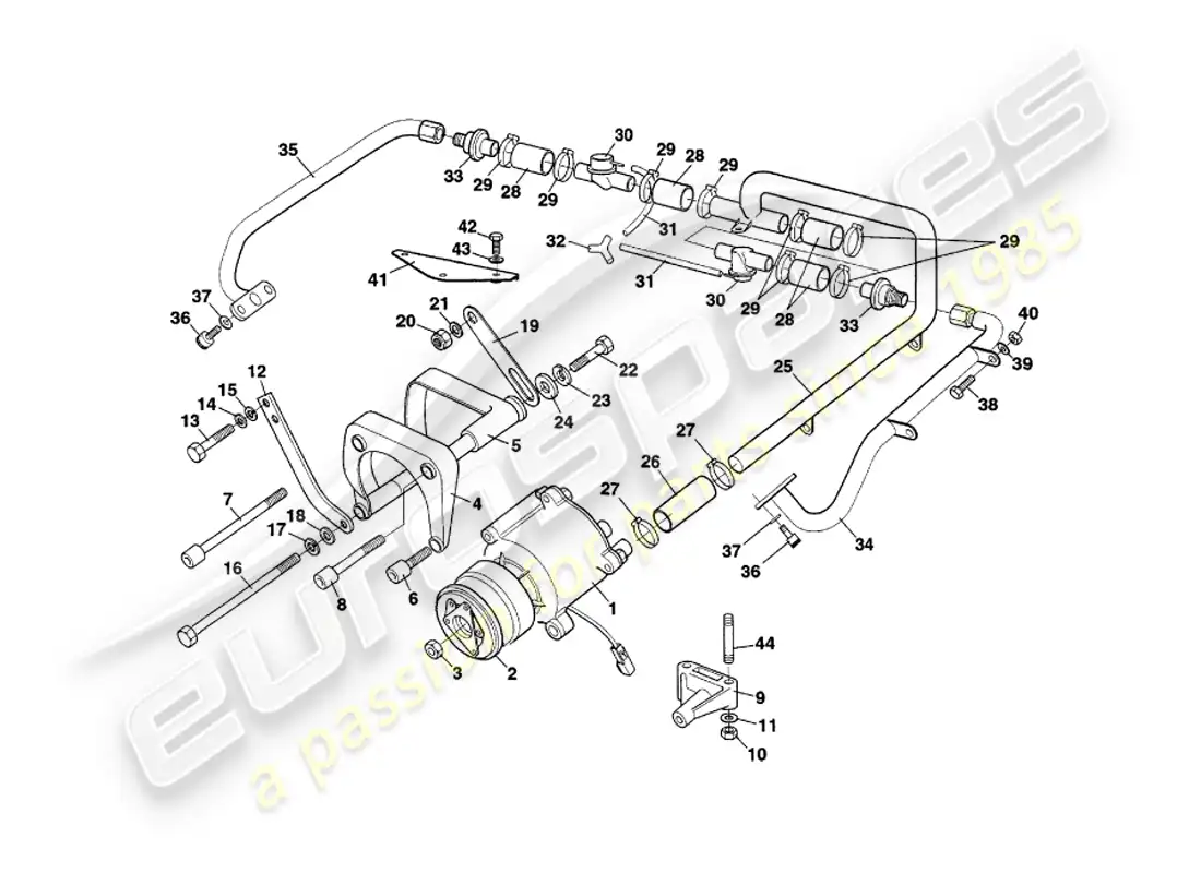 aston martin v8 coupe (1999) sistema de inyección de aire secundario diagrama de piezas