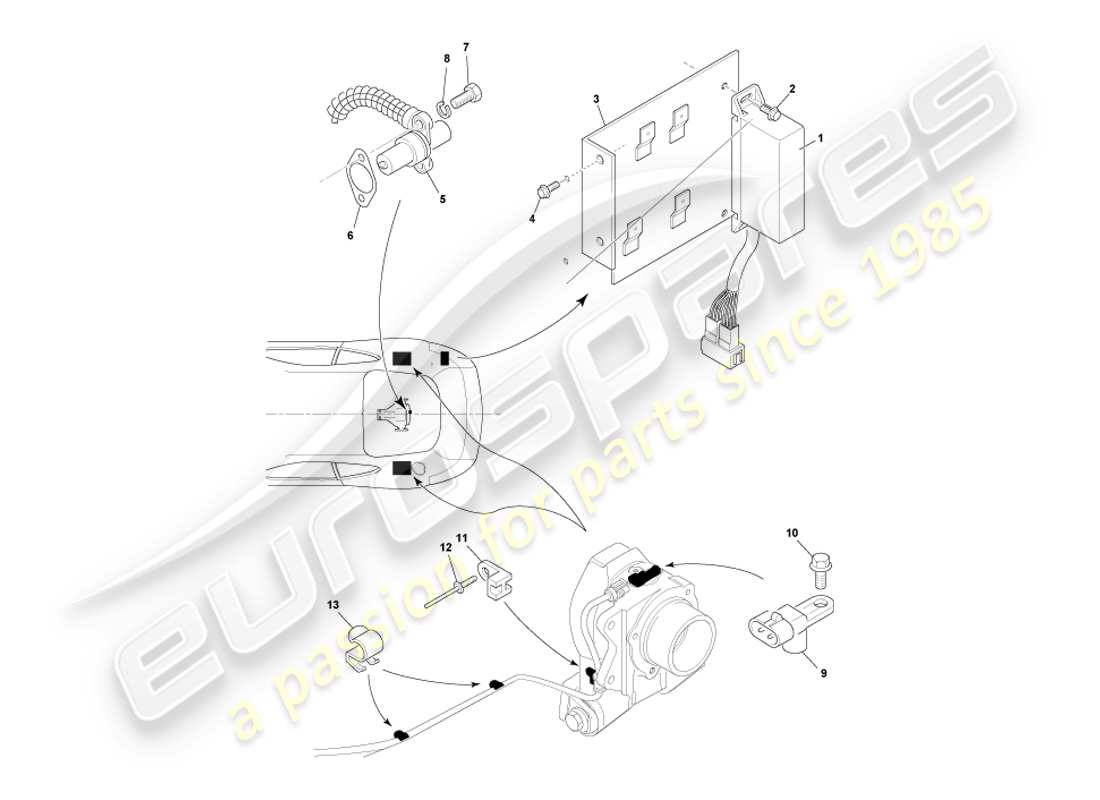 aston martin db7 vantage (2003) diagrama de piezas de los componentes montados hacia atrás
