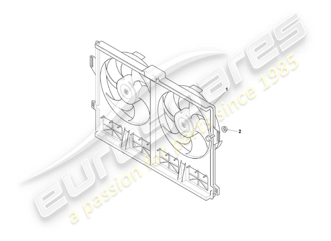 aston martin db7 vantage (2001) diagrama de piezas del ventilador de refrigeración y la cubierta
