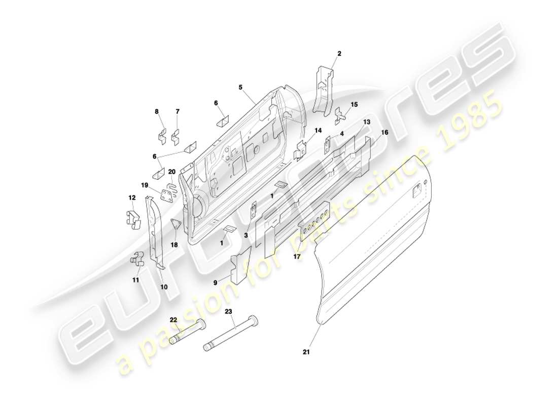 aston martin db7 vantage (2001) diagrama de piezas de puertas