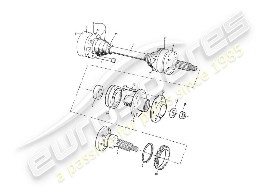 aston martin v8 virage (2000) diagrama de piezas del conjunto del eje de transmisión y el cubo