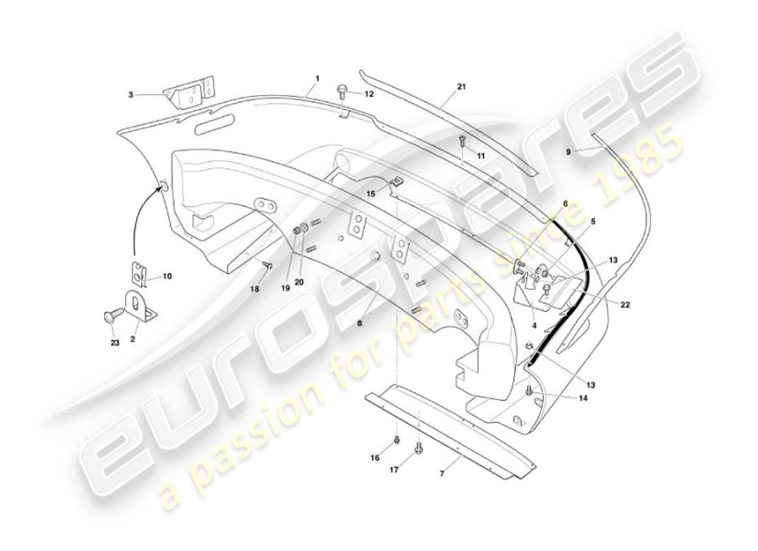 aston martin vanquish (2007) parachoques trasero diagrama de piezas
