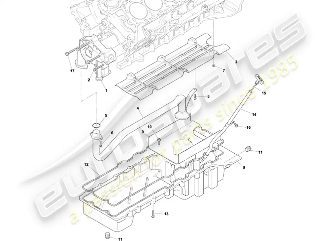 aston martin vanquish (2002) bomba de aceite y sumidero diagrama de piezas