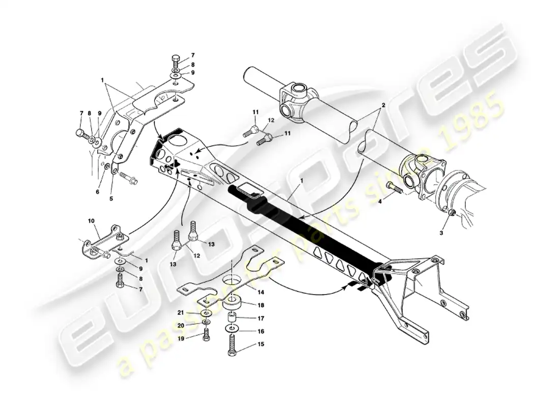 aston martin v8 coupe (1999) tubo de torsión y árbol de transmisión diagrama de piezas