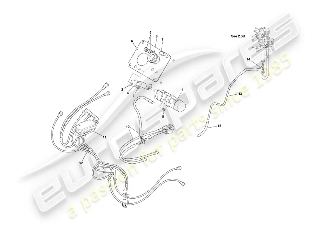 aston martin db7 vantage (2003) diagrama de piezas del sistema de vacío