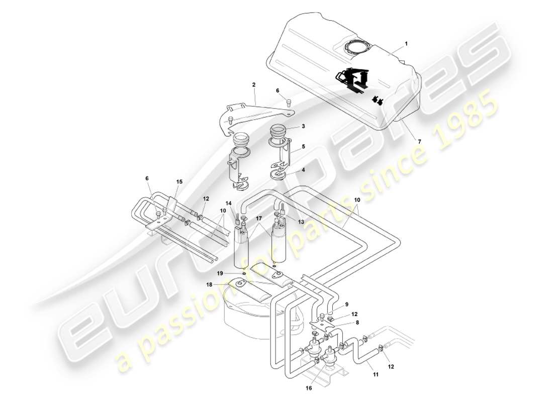 aston martin db7 vantage (2002) olla giratoria, diagrama de piezas del cupé
