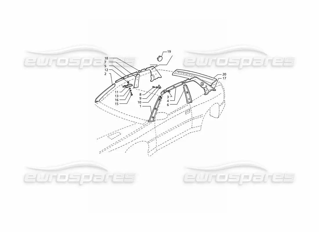 maserati ghibli 2.8 gt (variante) adornos interiores: pilares diagrama de piezas