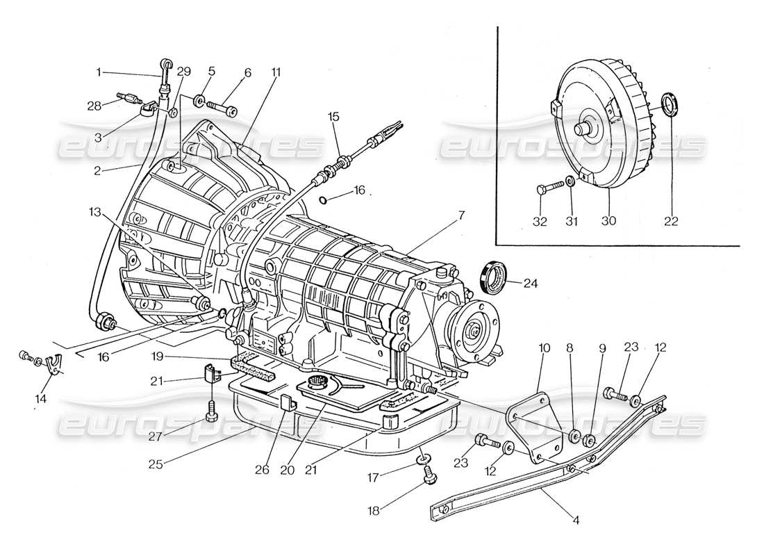 maserati 228 transmisión automática - diagrama de piezas del convertidor (4 hp)
