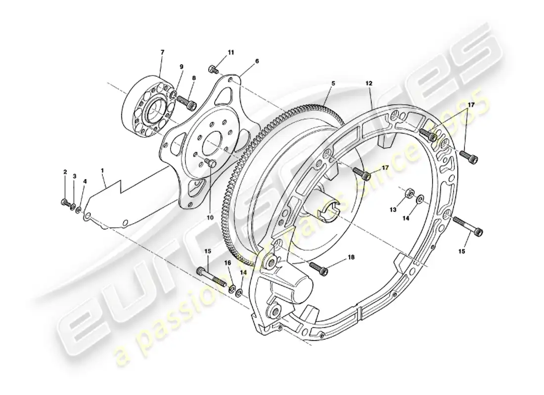 aston martin v8 volante (1999) convertidor de par diagrama de piezas