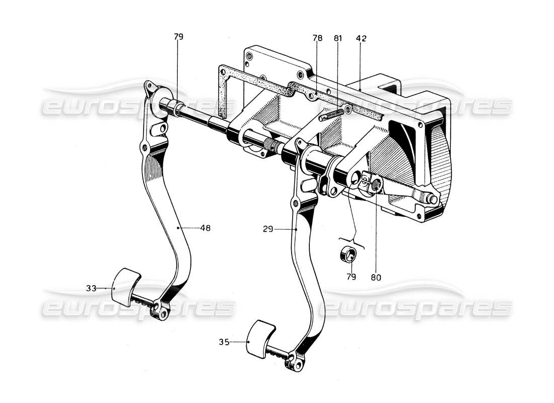 ferrari 275 gtb/gts 2 cam caja de pedales - diagrama de piezas con volante a la derecha
