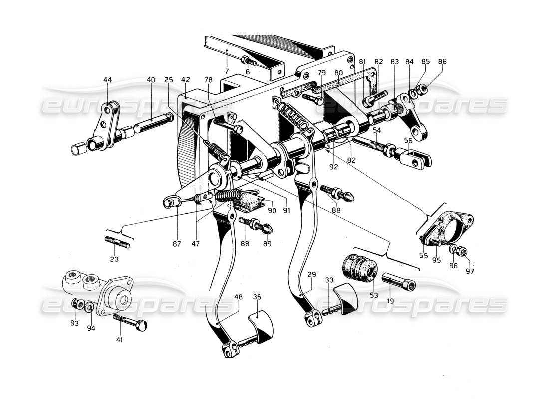 ferrari 275 gtb/gts 2 cam caja de pedales - modelos con volante a la izquierda diagrama de piezas