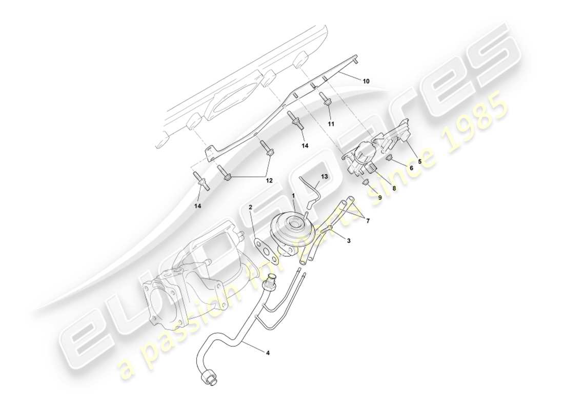 aston martin db7 vantage (1999) diagrama de piezas de los sistemas egr, dpfe y evr