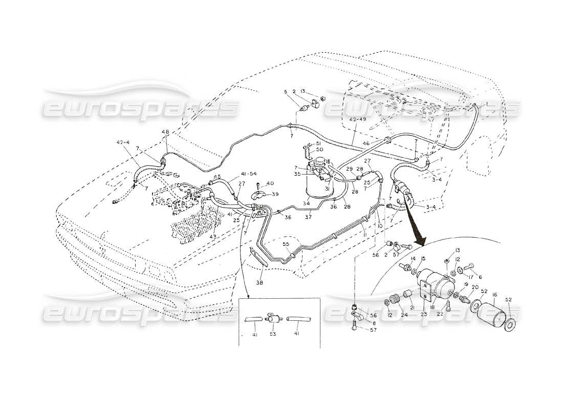 maserati shamal tuberías de combustible diagrama de piezas