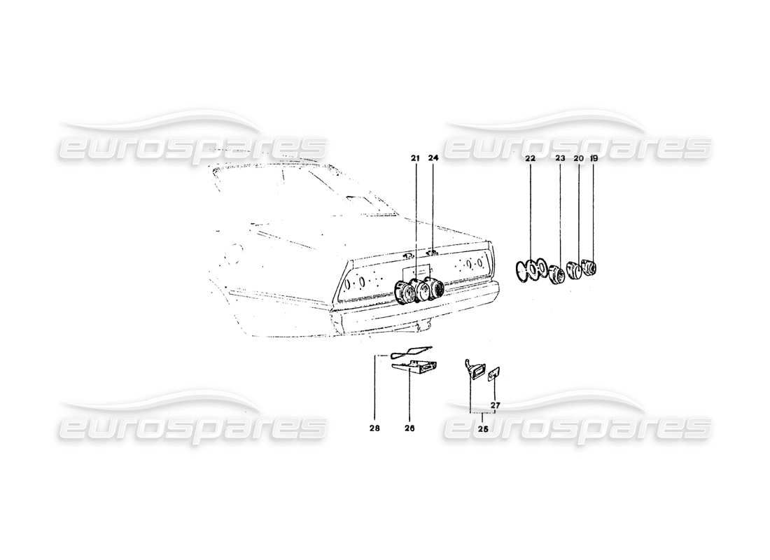 ferrari 365 gt4 2+2 coachwork diagrama de piezas de las luces traseras