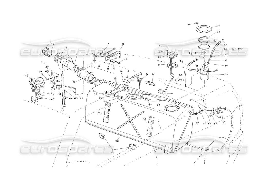 maserati shamal tanque de combustible - bomba sumergida diagrama de piezas
