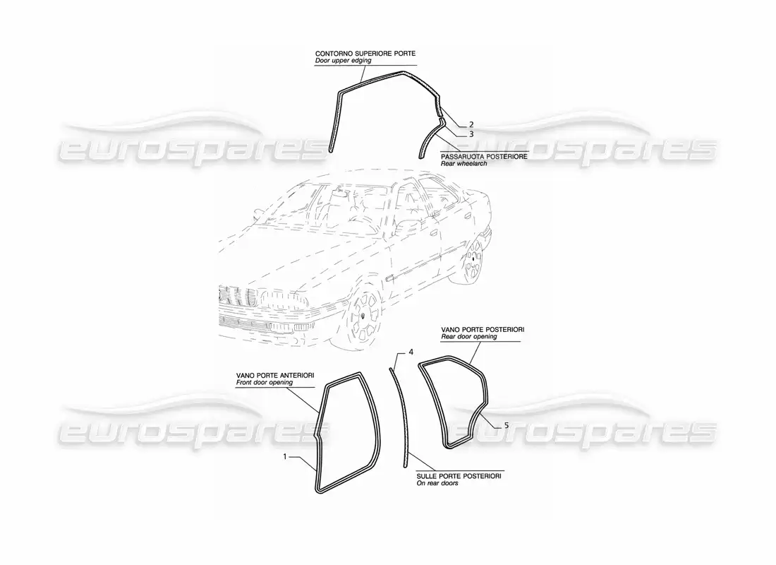 maserati qtp v8 (1998) sellos externos diagrama de piezas