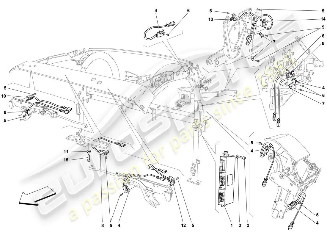 ferrari f430 scuderia spider 16m (europe) microinterruptor de techo y ecu diagrama de piezas