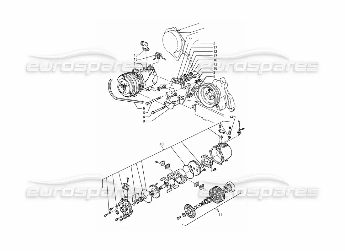 maserati ghibli 2.8 (abs) compresor de aire y soportes diagrama de piezas