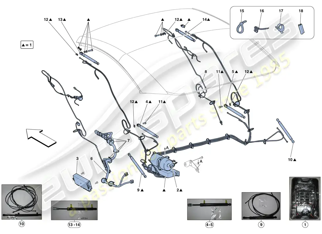 ferrari california t (europe) techo eléctrico: hidráulico diagrama de piezas