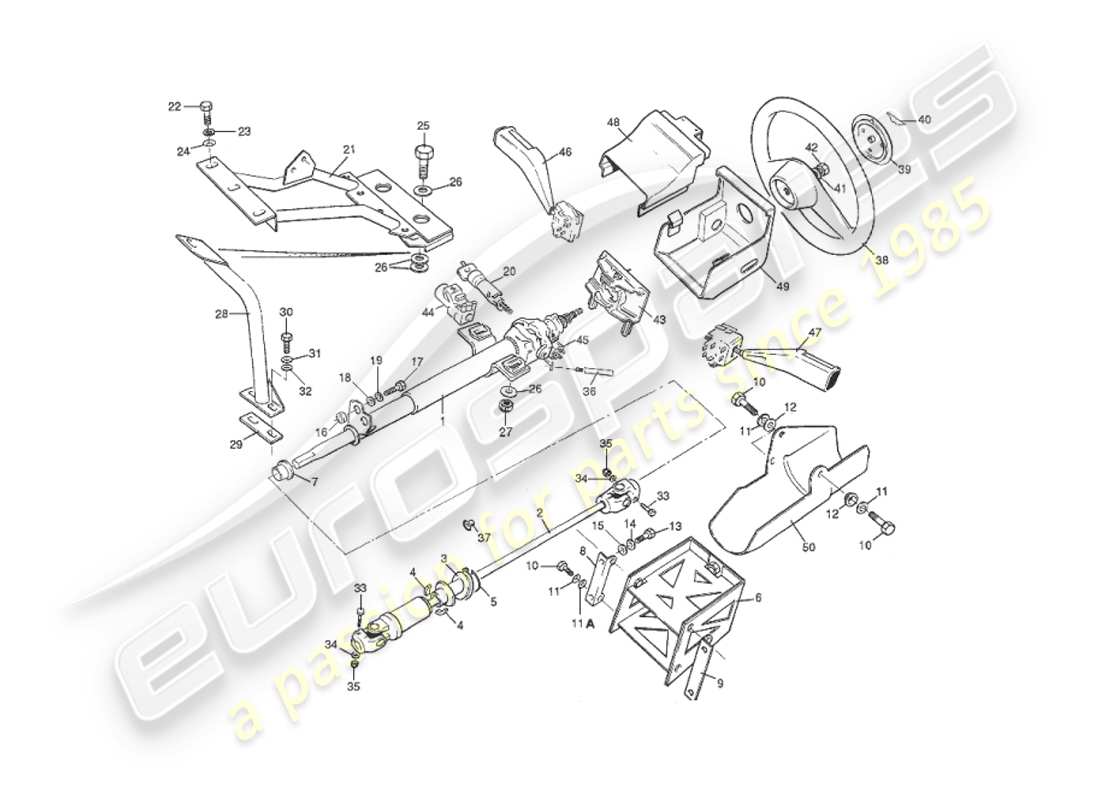 aston martin v8 virage (1999) columna de dirección diagrama de piezas