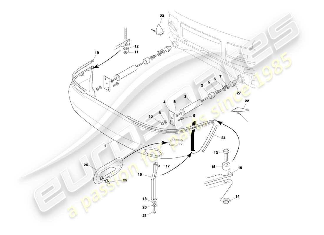 aston martin db7 vantage (2003) parachoques trasero, diagrama de piezas ea