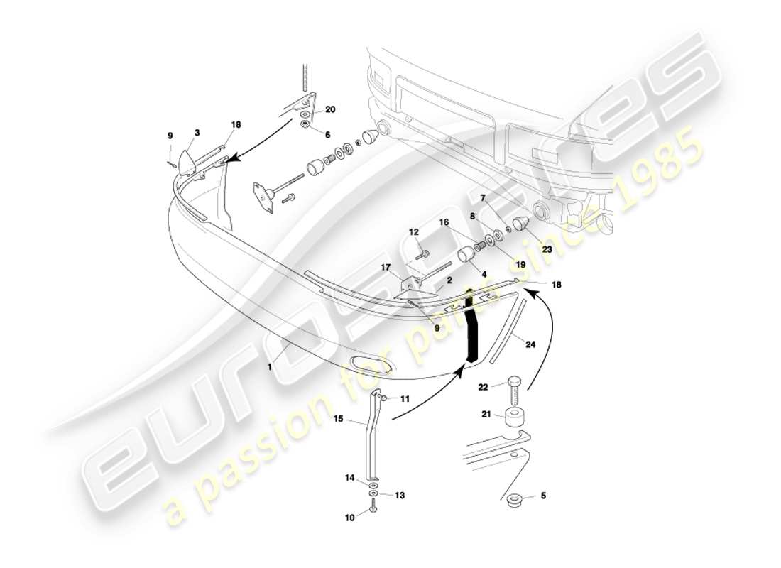 aston martin db7 vantage (2004) parachoques trasero, diagrama de piezas no ea