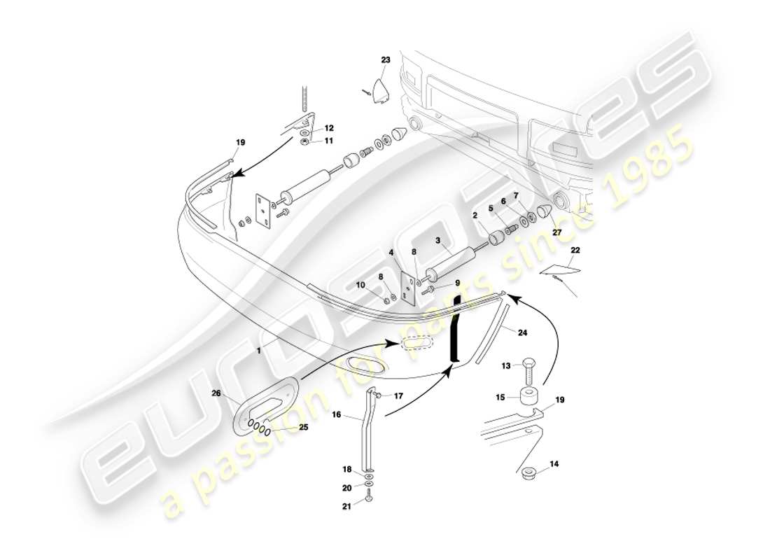 aston martin db7 vantage (2004) diagrama de pieza ea del parachoques trasero