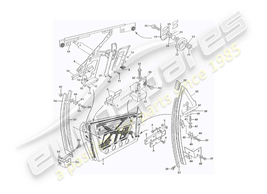 aston martin v8 virage (1999) puertas, diagrama de piezas de volante