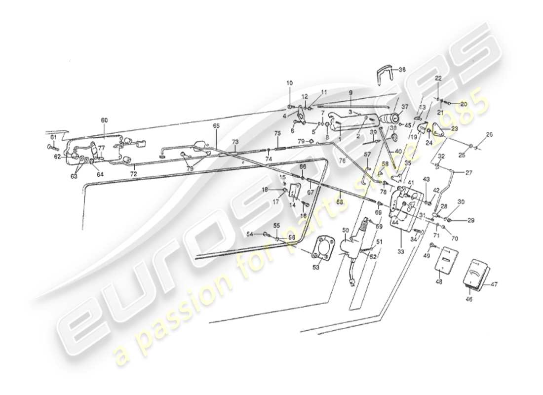 aston martin v8 virage (1999) diagrama de piezas de bloqueo de puerta