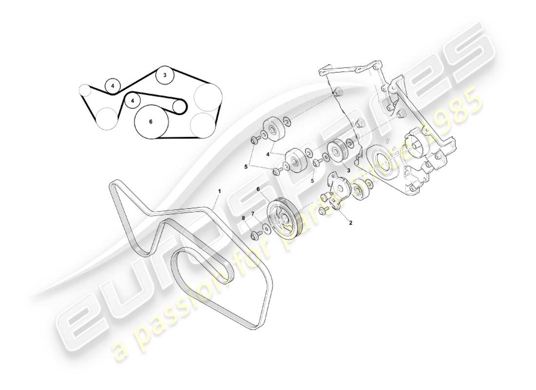 aston martin db7 vantage (2001) diagrama de piezas de correas y cadenas