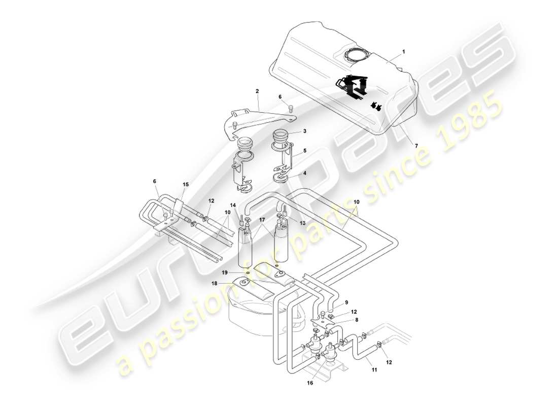 aston martin db7 vantage (2000) olla giratoria, diagrama de piezas del cupé