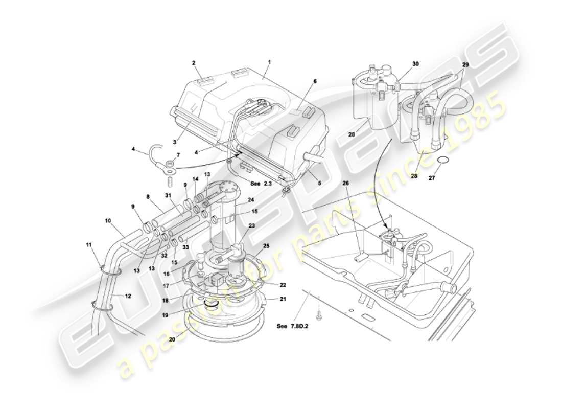 aston martin vanquish (2003) depósito de combustible diagrama de piezas