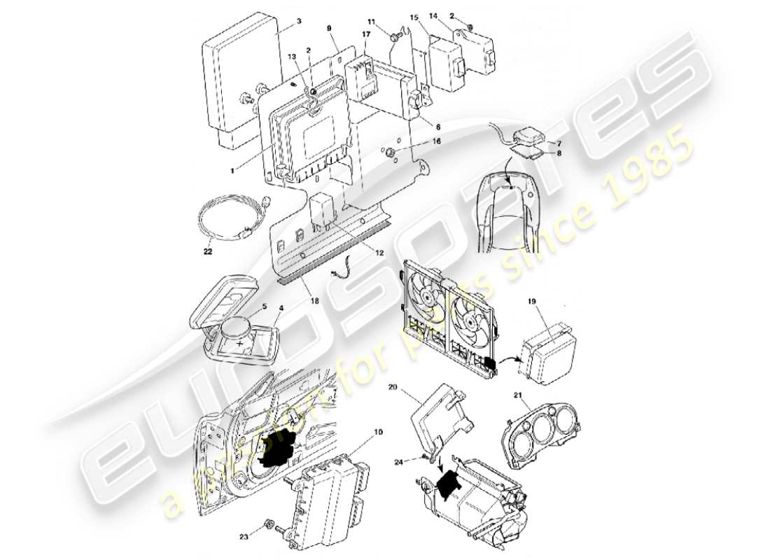 aston martin vanquish (2001) módulos de control electrónico diagrama de piezas