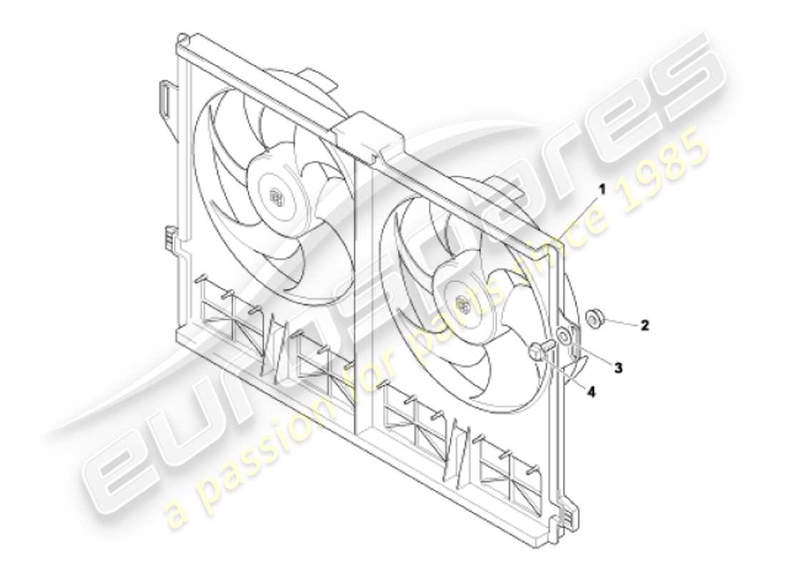 aston martin vanquish (2001) cubierta del ventilador de refrigeración diagrama de piezas