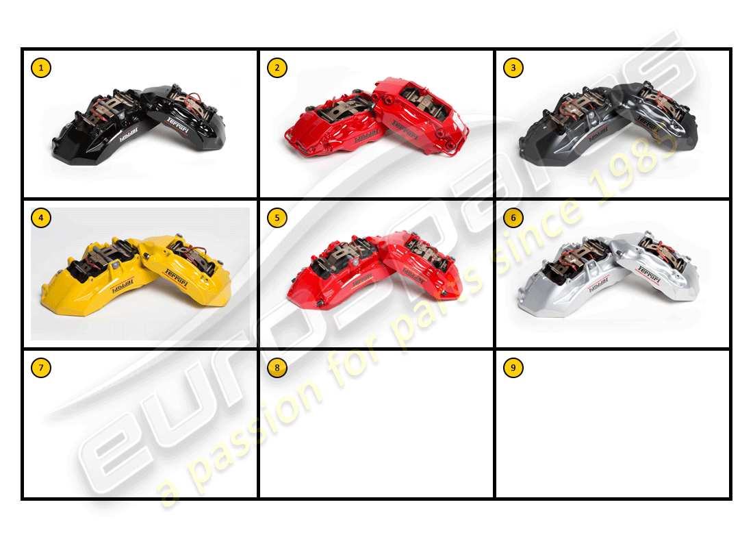 ferrari california (accessories) exterior - diagrama de piezas de las pinzas