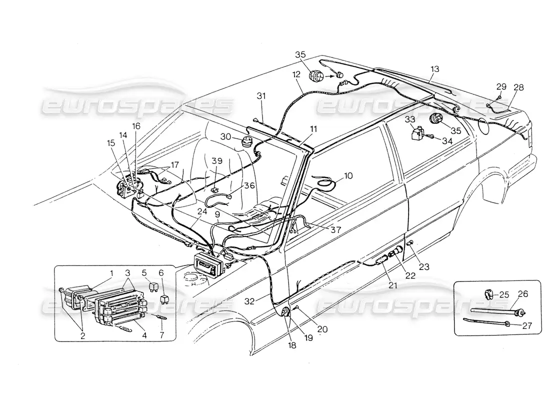 maserati 418 / 4.24v / 430 compensación de pasajeros. eléctrico. sistema, dirección izquierda. diagrama de piezas