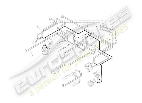 aston martin db7 vantage (2001) sistema de vacío, diagrama de piezas del motor
