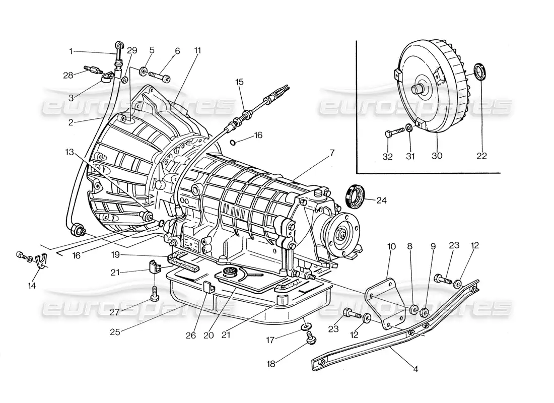 maserati biturbo spider transmisión automática - convertidor (4 hp) diagrama de piezas