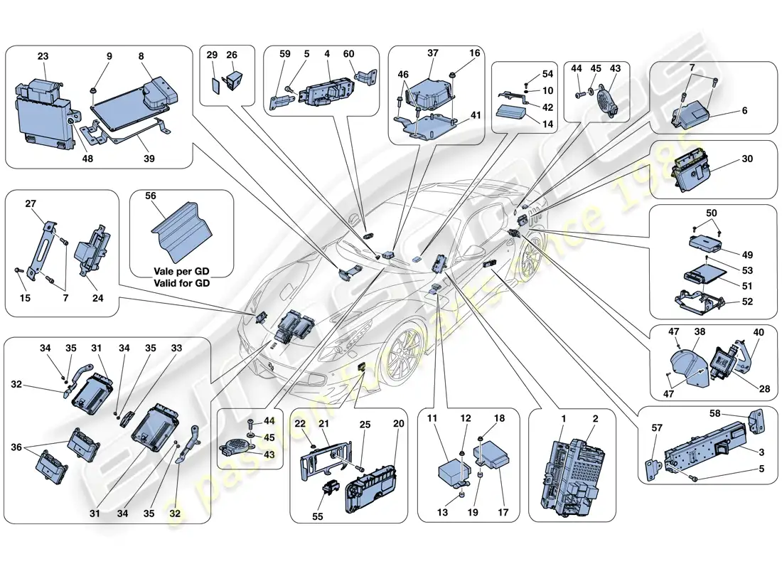 ferrari f12 tdf (usa) ecu del vehículo diagrama de piezas