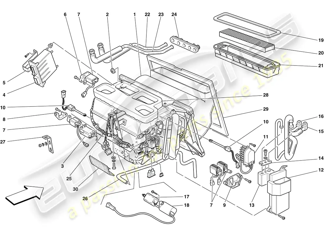 ferrari f430 coupe (rhd) unidad evaporadora diagrama de piezas