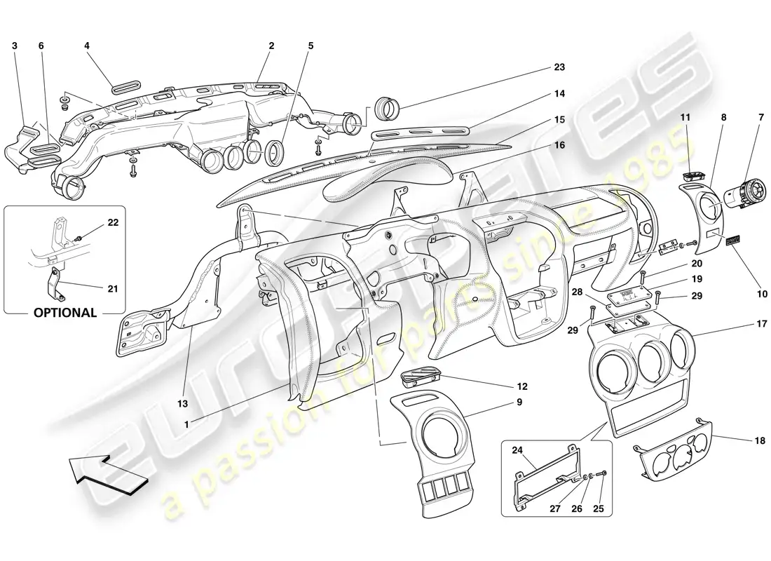 ferrari f430 spider (europe) panel diagrama de piezas