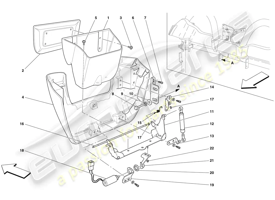 ferrari f430 spider (europe) compartimento de almacenaje trasero de ods diagrama de piezas