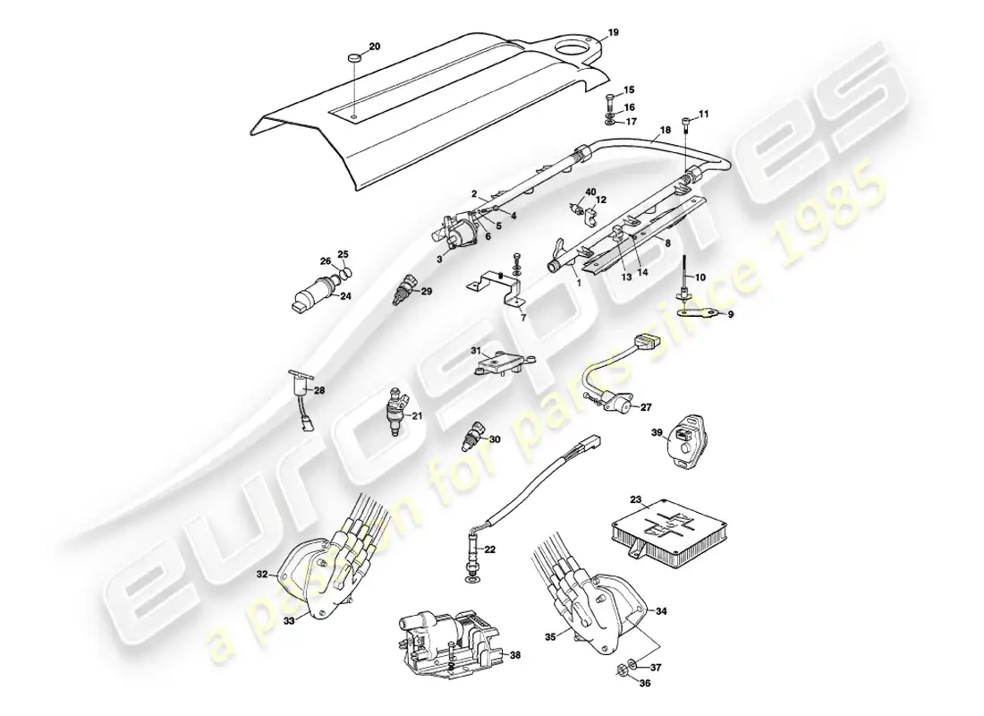 aston martin v8 volante (1997) inyección electrónica de combustible diagrama de piezas