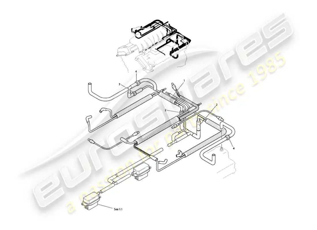 aston martin vanquish (2006) sistema de vacío, motor diagrama de piezas