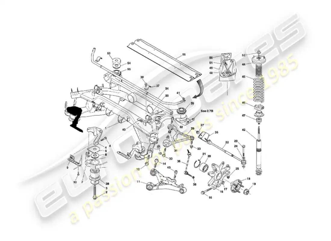 aston martin vanquish (2006) rear suspension diagrama de piezas