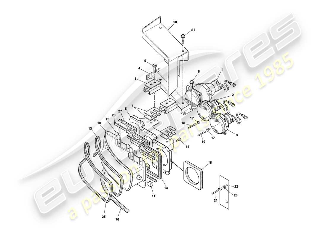 aston martin v8 coupe (2000) diagrama de piezas de los faros