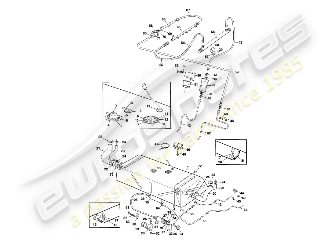 aston martin v8 coupe (2000) fuel system diagrama de piezas