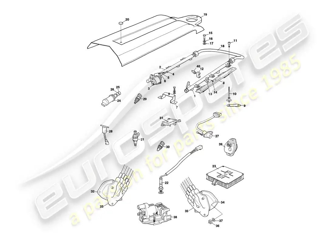 aston martin v8 coupe (2000) inyección electrónica de combustible diagrama de piezas