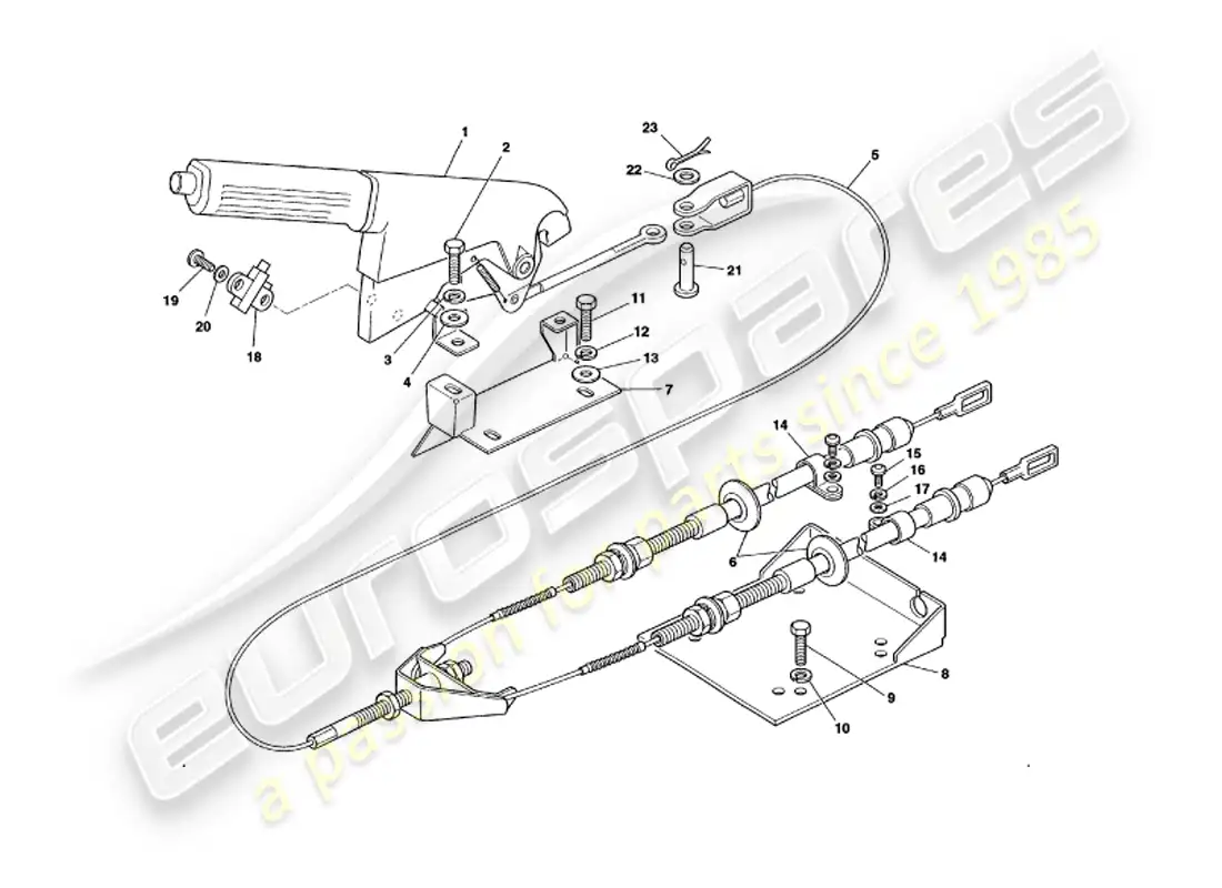 aston martin v8 volante (1997) freno de mano diagrama de piezas