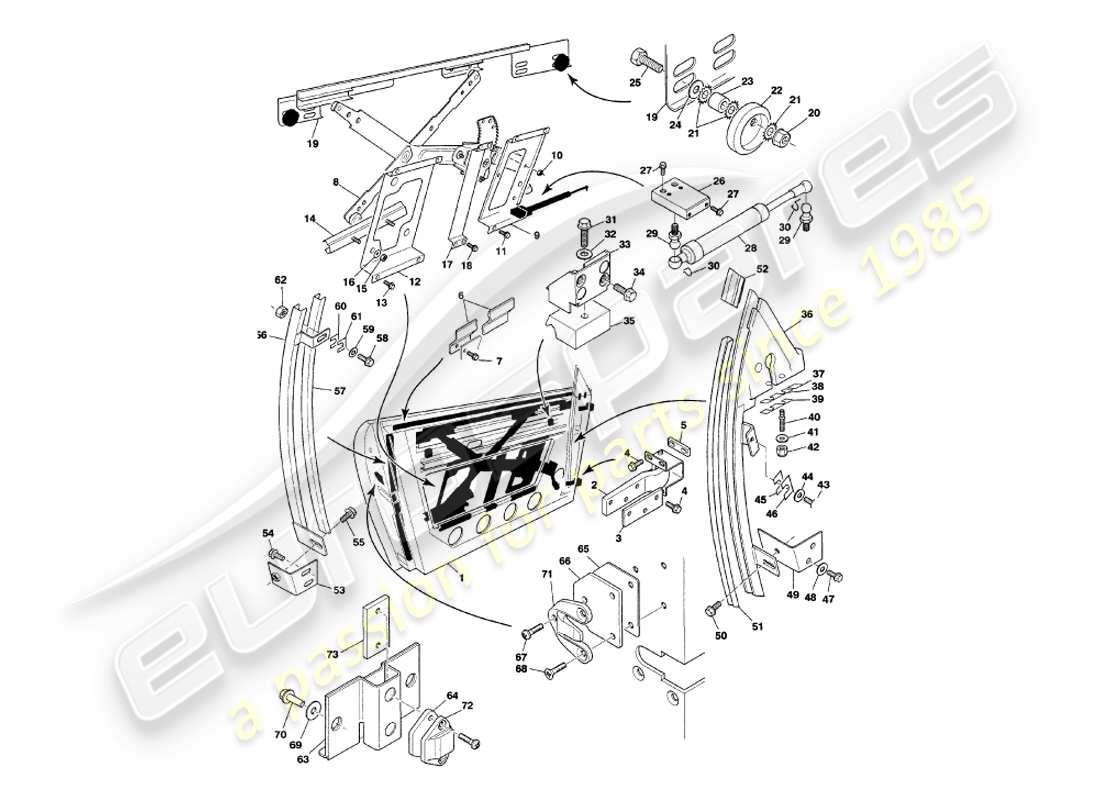 aston martin v8 volante (1997) puertas diagrama de piezas